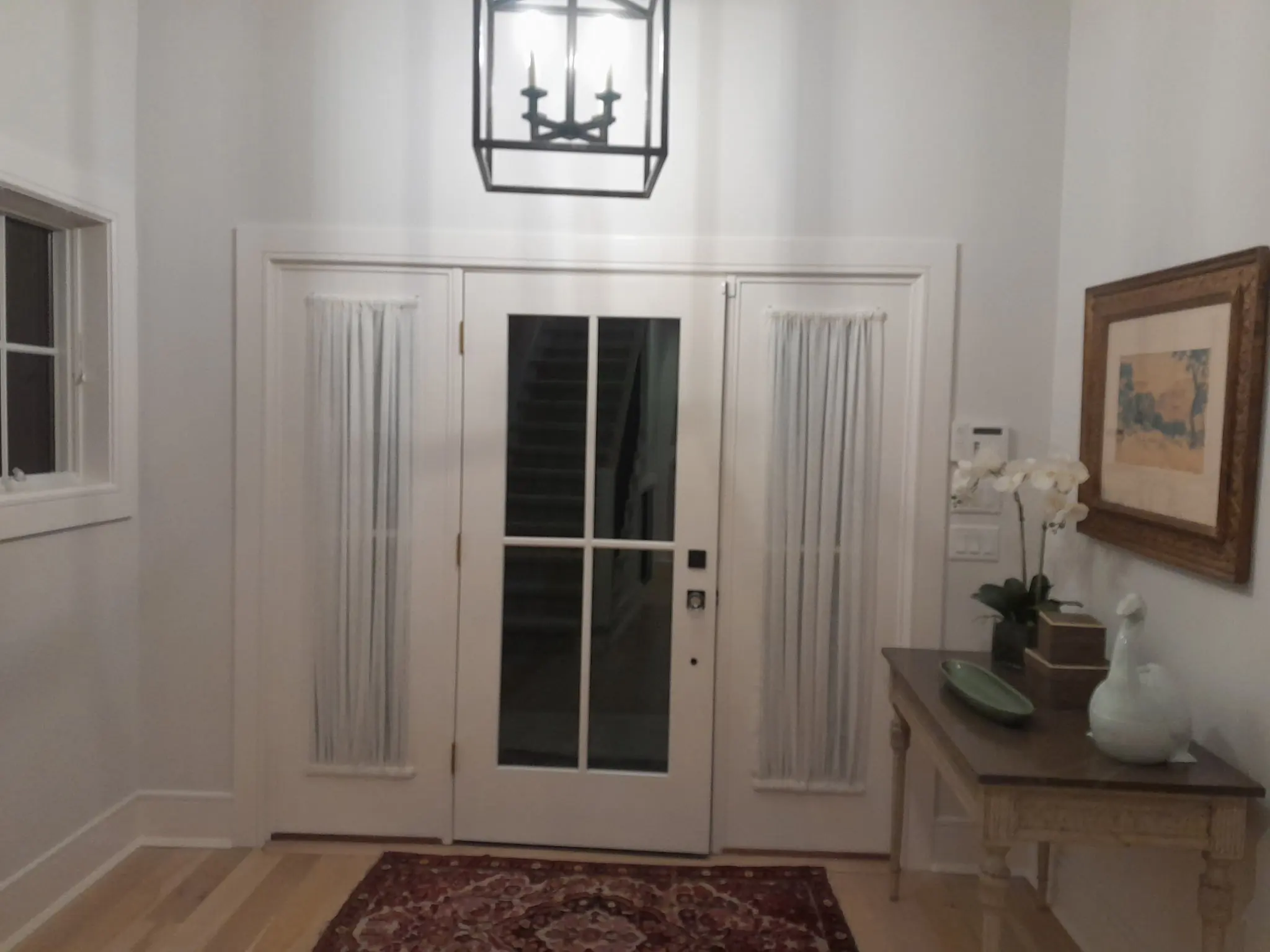 Entry trim and interior finish work.